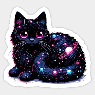 Kawaii Cosmic Cat in Stars Sticker